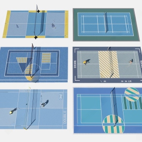 现代羽毛球场3D模型下载